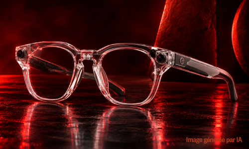 Monture transparente Oakley Meta HSTN sur fond rouge | Optic2000